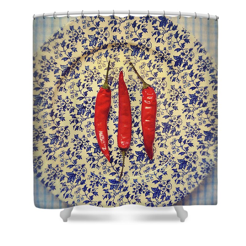 Red Shower Curtain featuring the photograph Red Hot Peppers by Lyn Randle