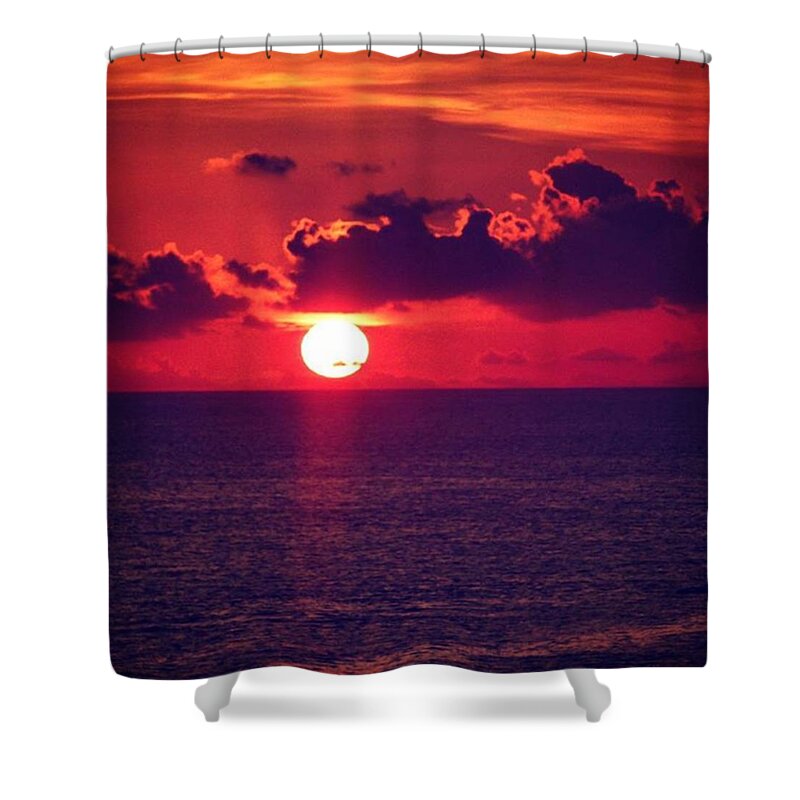 Sunsetlovers Shower Curtain featuring the photograph Red Hot Sun Set #peace by Richard Atkin