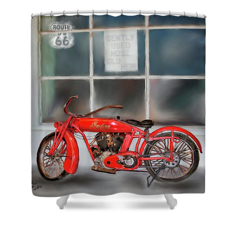 Motorcycles Shower Curtain featuring the painting Red Hot Tail Gunner by Colleen Taylor