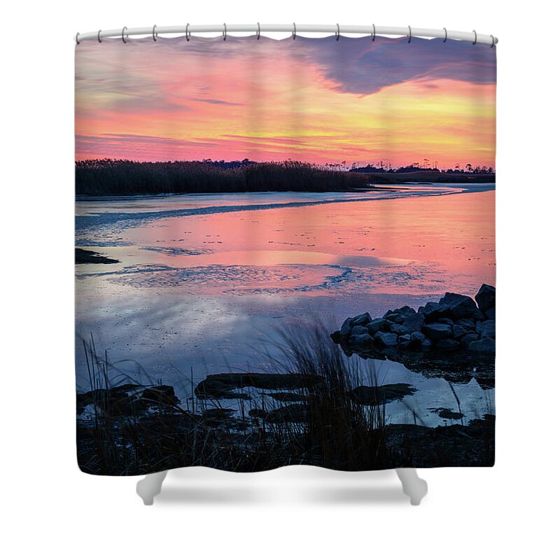 Back Bay Shower Curtain featuring the photograph Red Ice by Michael Scott