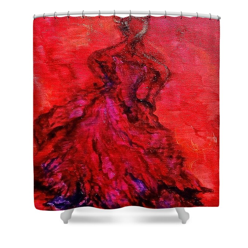 Red Shower Curtain featuring the painting Red Lady by Michelle Pier