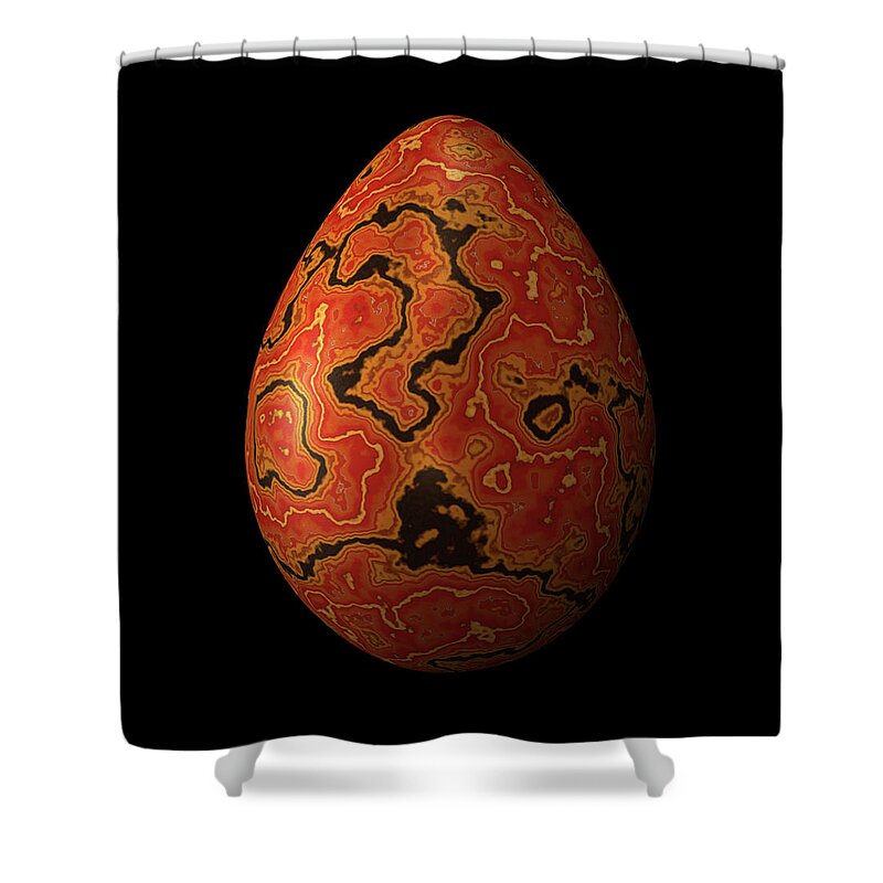 Series Shower Curtain featuring the digital art Red Marbled Easter Egg by Hakon Soreide