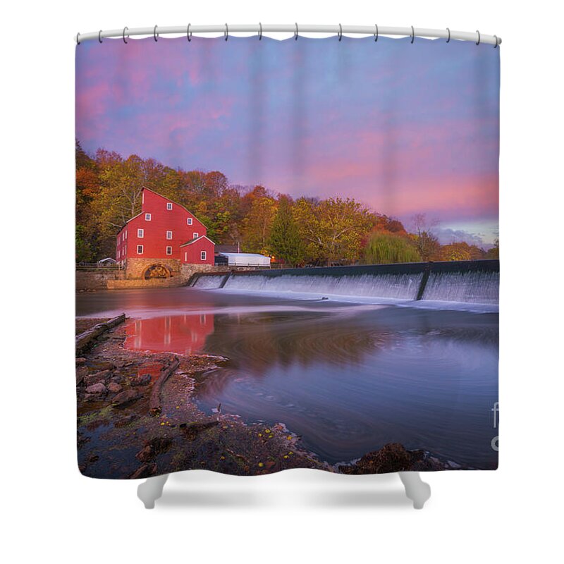 The Red Mill Shower Curtain featuring the photograph Red Mill Swirls by Michael Ver Sprill