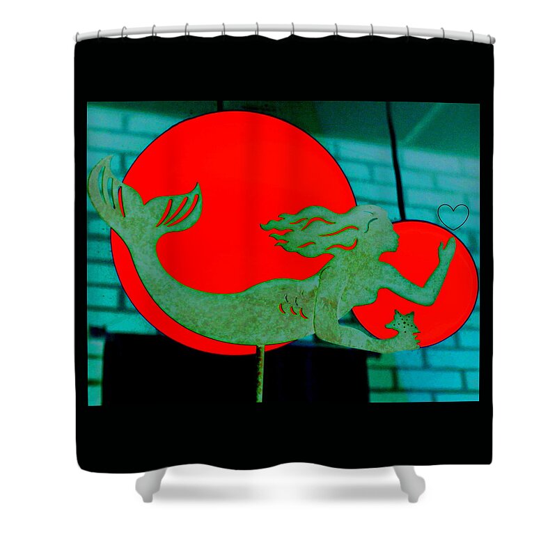 Mermaid Shower Curtain featuring the photograph Red Moon Mermaid by Larry Beat