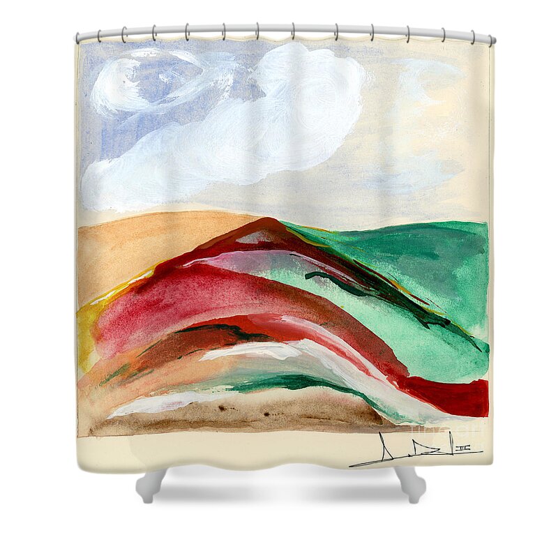Abstract Shower Curtain featuring the painting Red Mountain Dawn by George D Gordon III