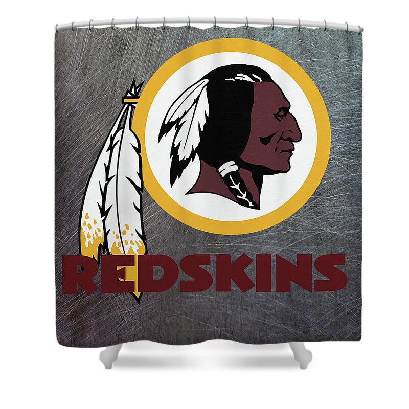 Washington Redskins Shower Curtain featuring the mixed media Washington Redskins on an abraded steel texture by Movie Poster Prints