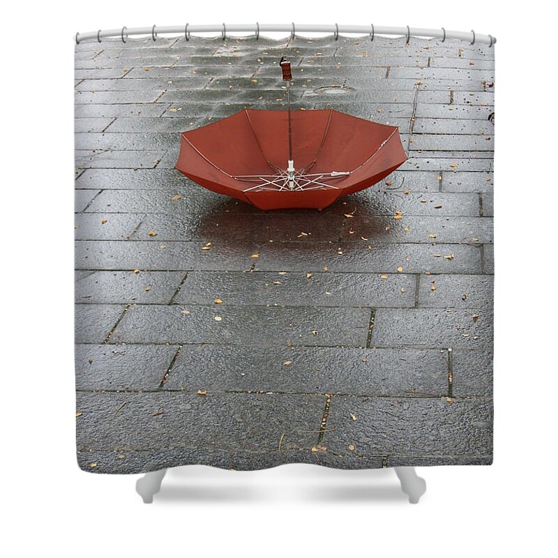 Unbrella Shower Curtain featuring the photograph Red One by Julie Lueders 