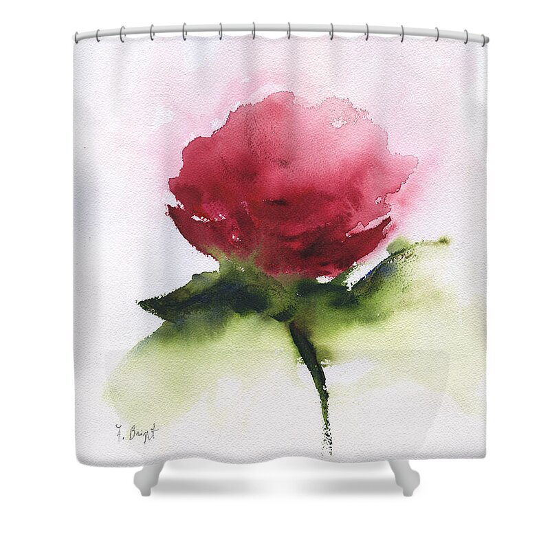 Red Rose Shower Curtain featuring the painting Red Rose Abstract by Frank Bright