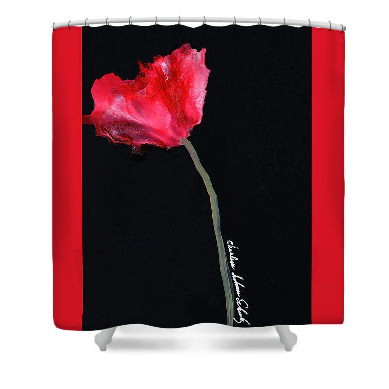 Red Poppy Shower Curtain featuring the painting Red Poppy by Charlene Fuhrman-Schulz