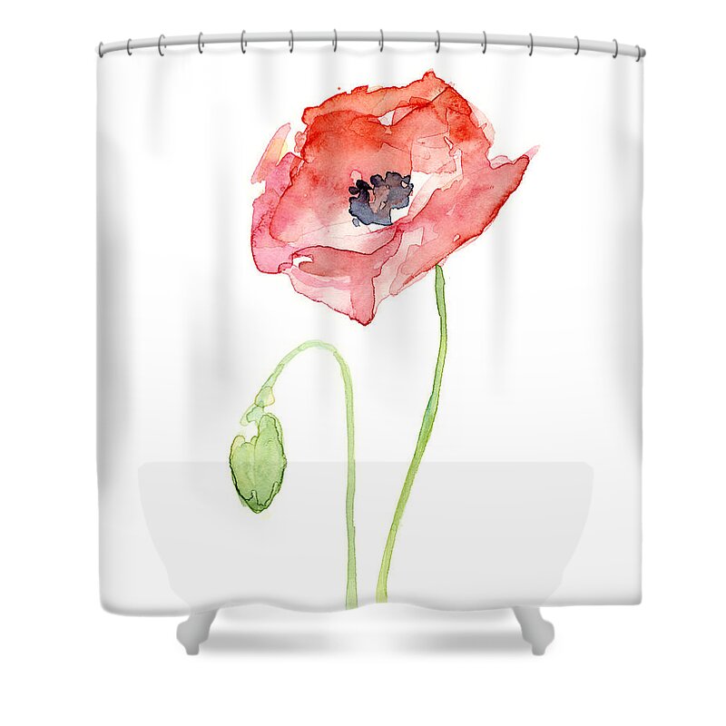 Poppy Shower Curtain featuring the painting Red Poppy by Olga Shvartsur