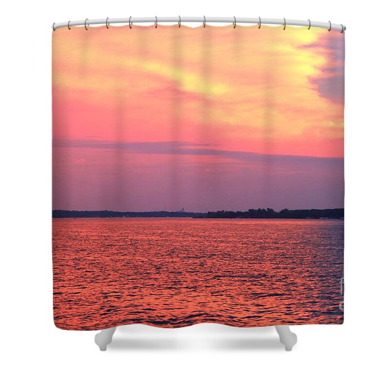 Sun Setting Shower Curtain featuring the photograph Red reflection by Yumi Johnson