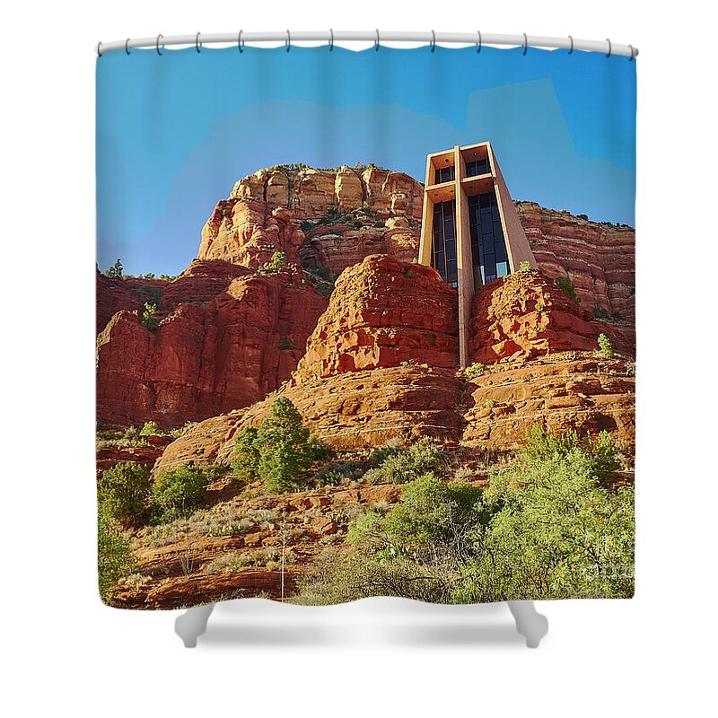Sedona Shower Curtain featuring the photograph Red Rock Cross by Steve Ondrus