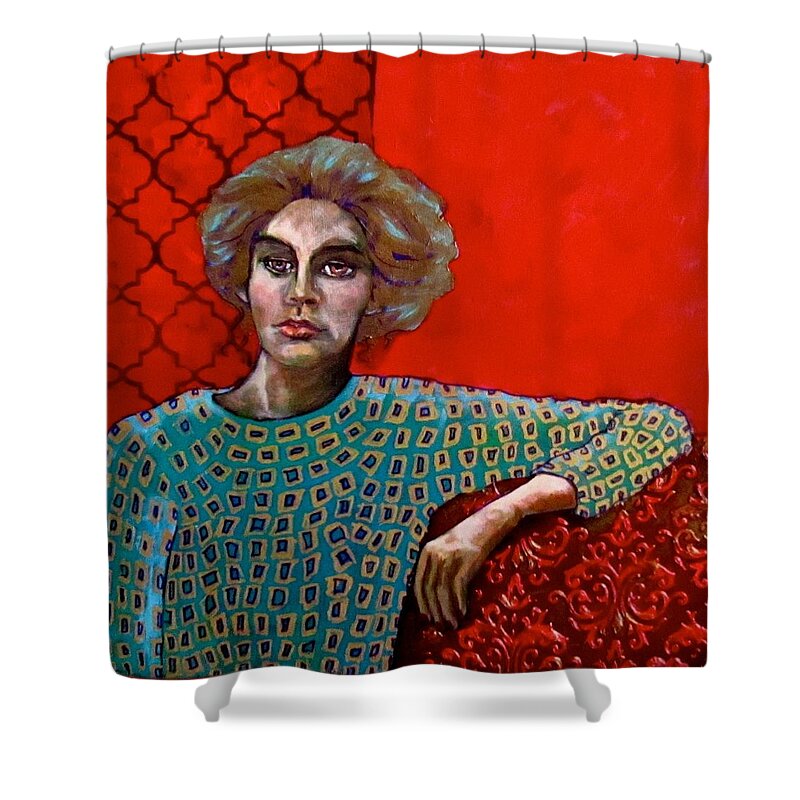 Woman Shower Curtain featuring the painting Red Room by Barbara O'Toole
