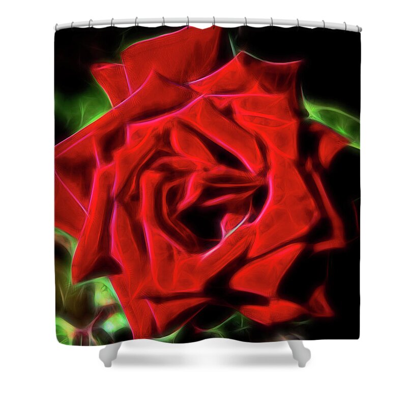 Red Rose Shower Curtain featuring the digital art Red Rose 1a by Walter Herrit
