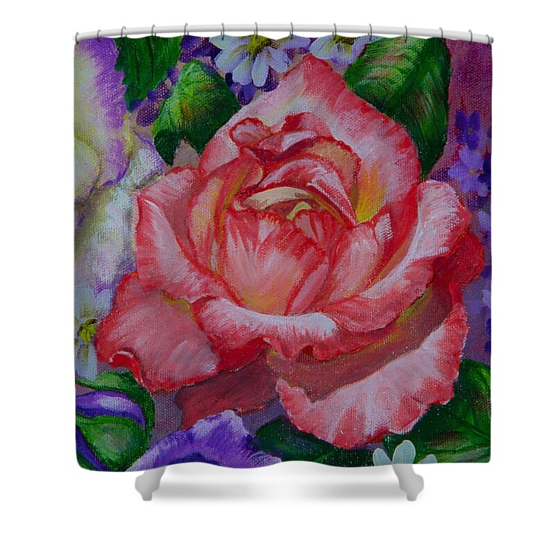 Rose Shower Curtain featuring the painting Red Rose by Quwatha Valentine