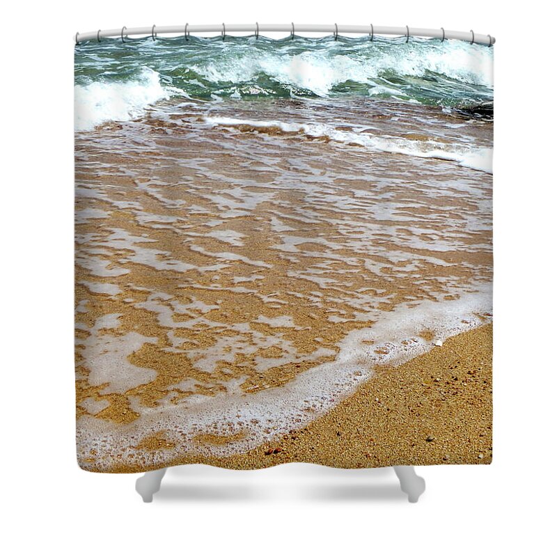 Sand Shower Curtain featuring the photograph Red Sea Meets The Beautiful Sandy Beach 2 by Johanna Hurmerinta