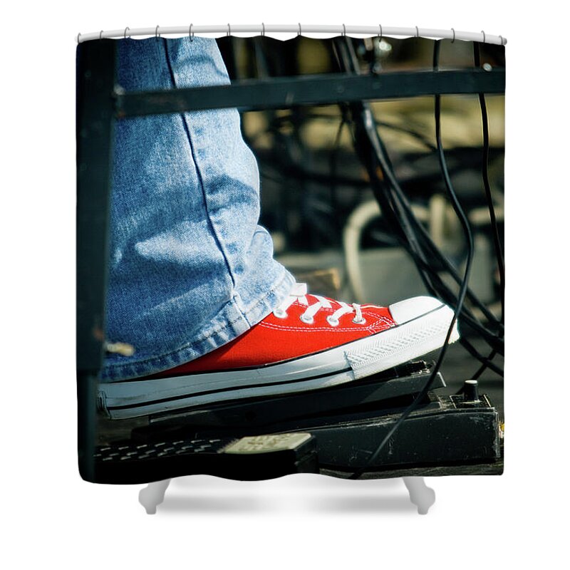 Red Tennis Shoe Shower Curtain featuring the photograph Red Shoe by Rich S