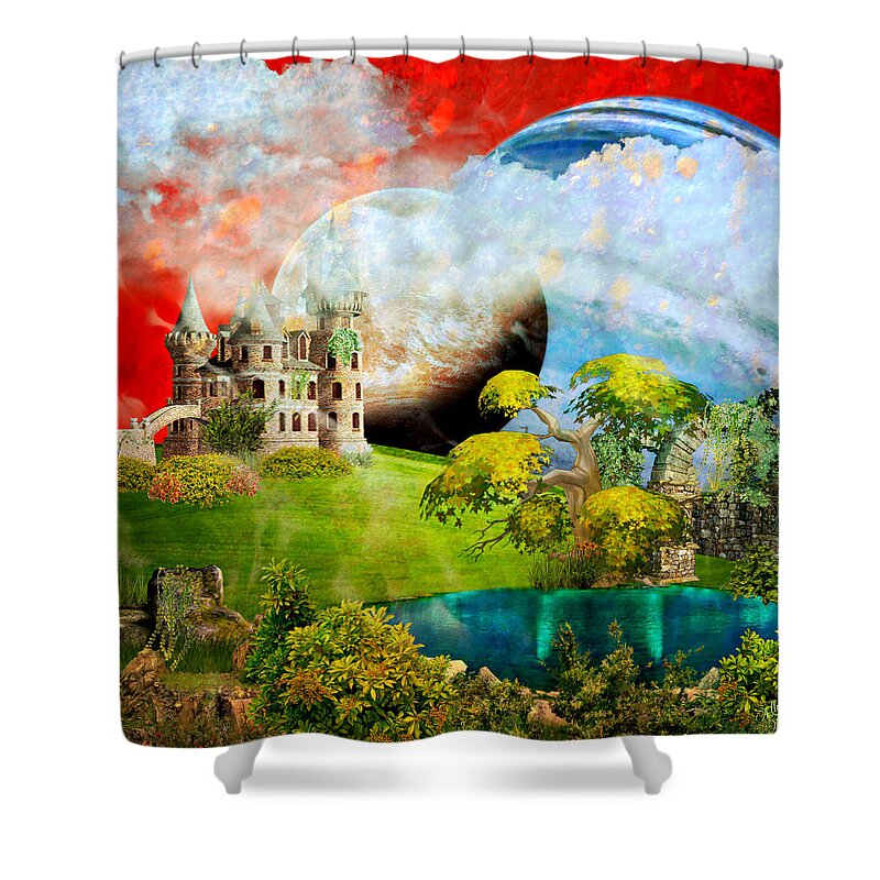 Fantasy Shower Curtain featuring the painting Red Sky Dreams by Ally White