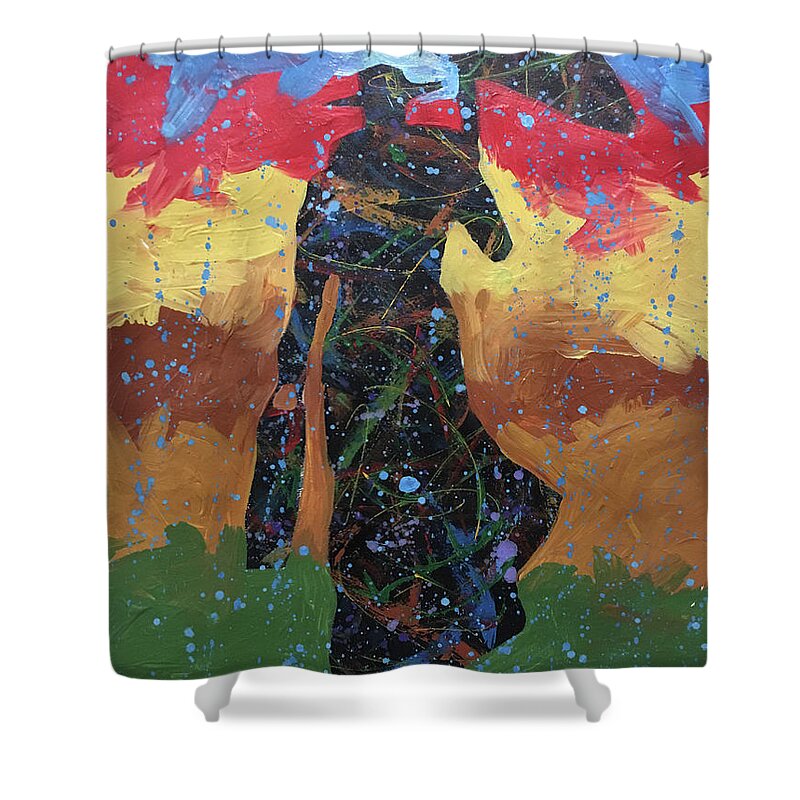 Rain Shower Curtain featuring the painting Red Sky Rain by Lance Headlee