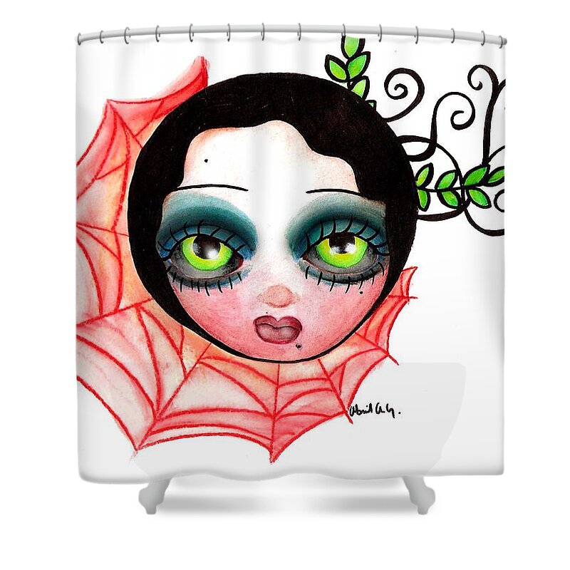Abril Shower Curtain featuring the painting Red Spider Web by Abril Andrade