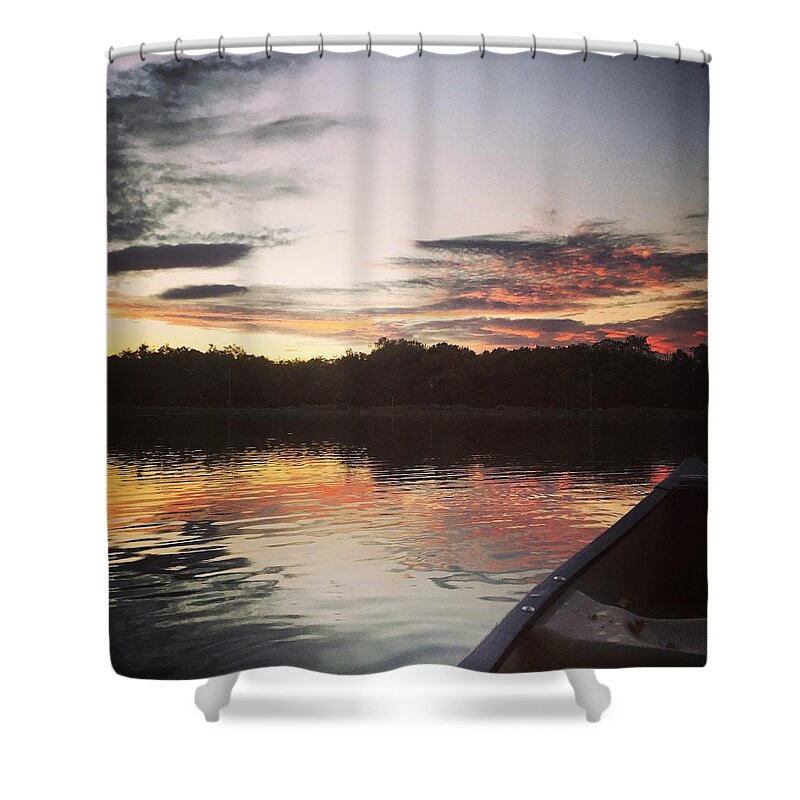Sky Shower Curtain featuring the drawing Red Spotted Sunset by Jason Nicholas