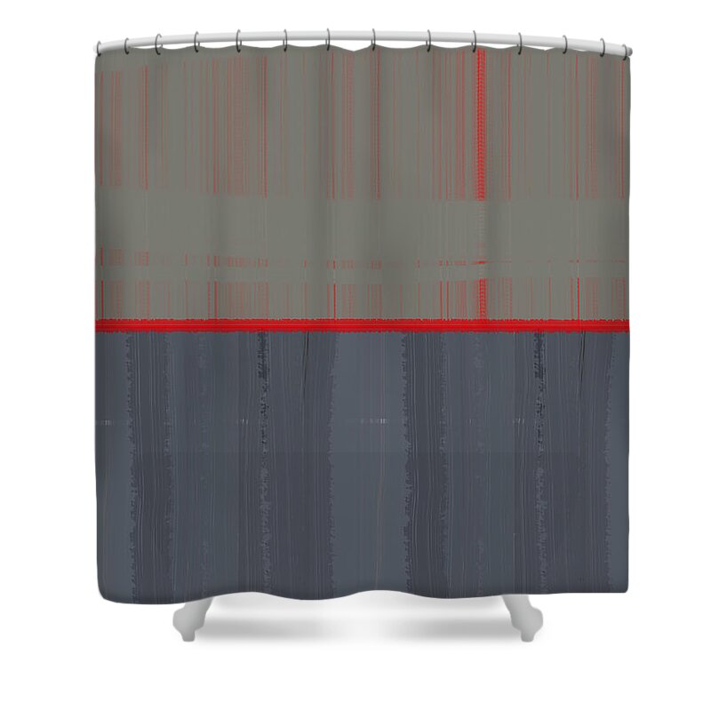 Abstract Shower Curtain featuring the painting Red Stripe by Naxart Studio