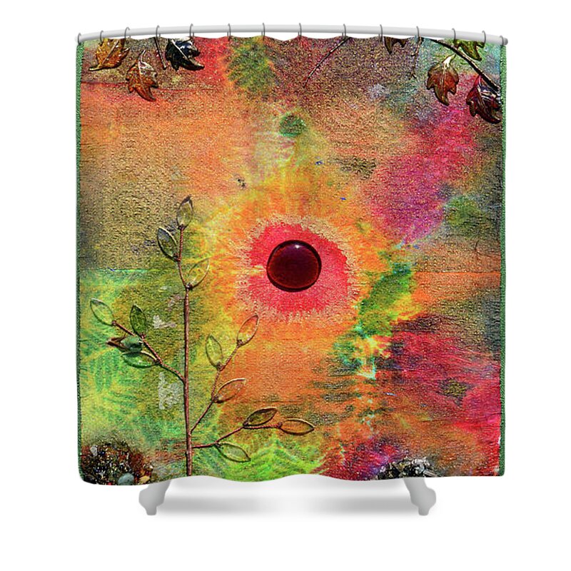 Red Sun Shower Curtain featuring the mixed media Red Sun Rising by Donna Blackhall