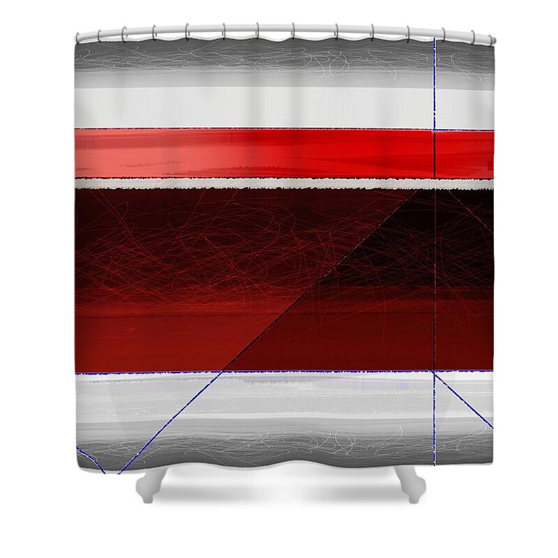 Abstract Shower Curtain featuring the painting Red Sunset by Naxart Studio