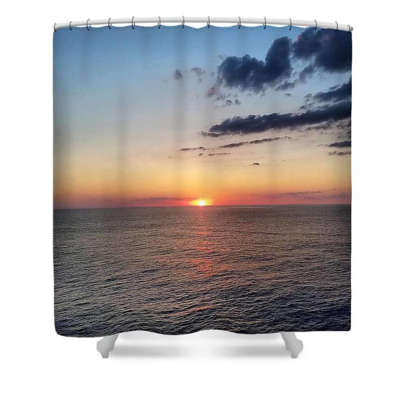Sunset Shower Curtain featuring the photograph Red Sunset Over Ocean by Vic Ritchey