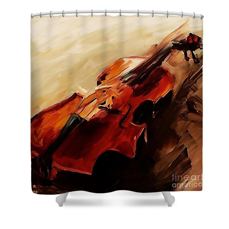 Violin Shower Curtain featuring the painting Red Violin by Gull G
