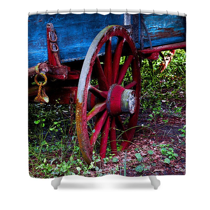 Wagon Shower Curtain featuring the photograph Red Wheel by Christopher Holmes