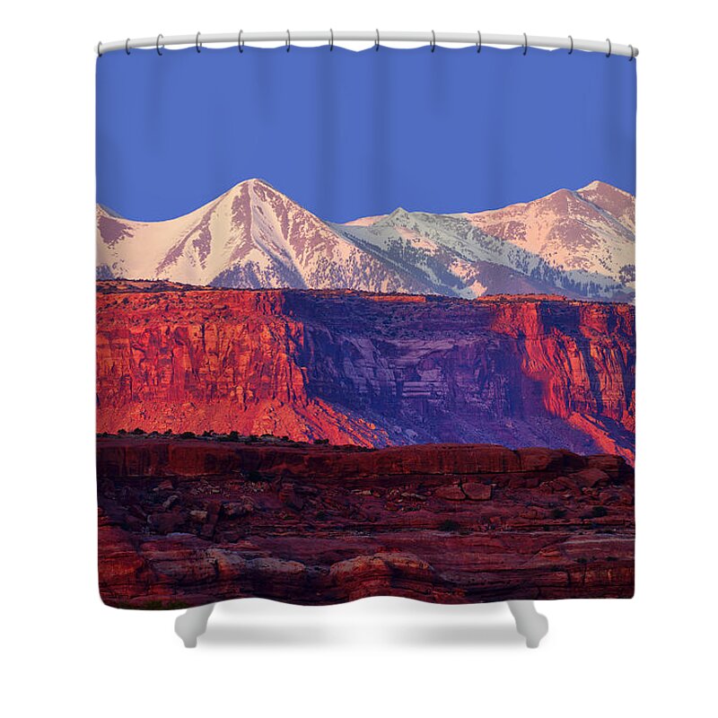 Canyonlands Shower Curtain featuring the photograph Red, White and Blue by Greg Norrell
