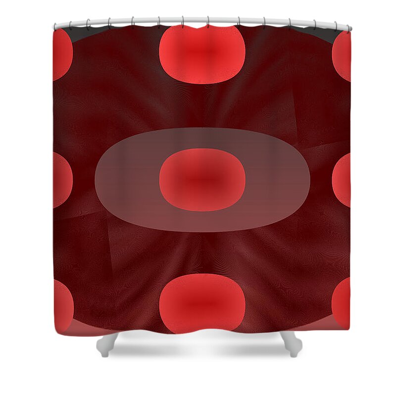 Rithmart Abstract Red Organic Random Computer Digital Shapes Abstract Predominantly Red Shower Curtain featuring the digital art Red.780 by Gareth Lewis