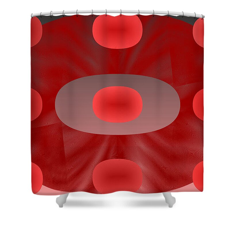 Rithmart Abstract Red Organic Random Computer Digital Shapes Abstract Predominantly Red Shower Curtain featuring the digital art Red.782 by Gareth Lewis