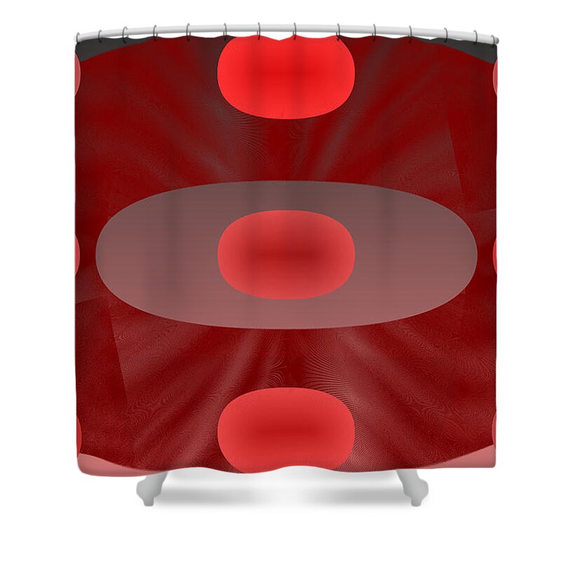 Rithmart Abstract Red Organic Random Computer Digital Shapes Abstract Predominantly Red Shower Curtain featuring the digital art Red.783 by Gareth Lewis