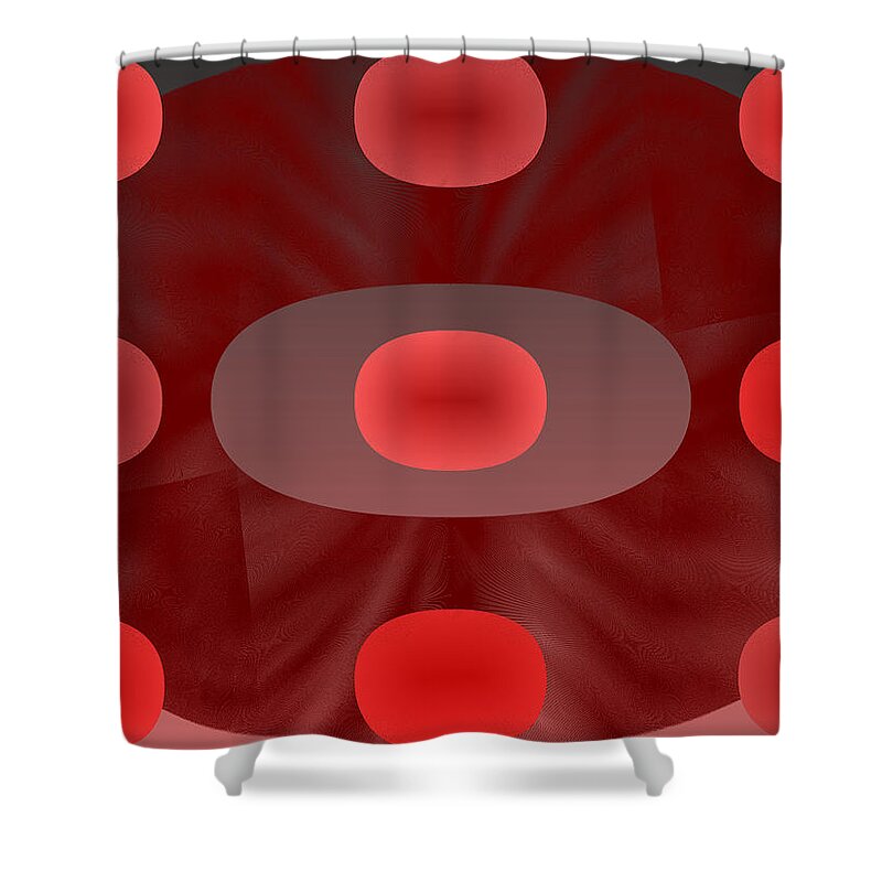 Rithmart Abstract Red Organic Random Computer Digital Shapes Abstract Predominantly Red Shower Curtain featuring the digital art Red.784 by Gareth Lewis