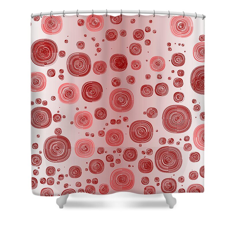 Rithmart Abstract Red Organic Random Computer Digital Shapes Abstract Predominantly Red Shower Curtain featuring the digital art Red.827 by Gareth Lewis