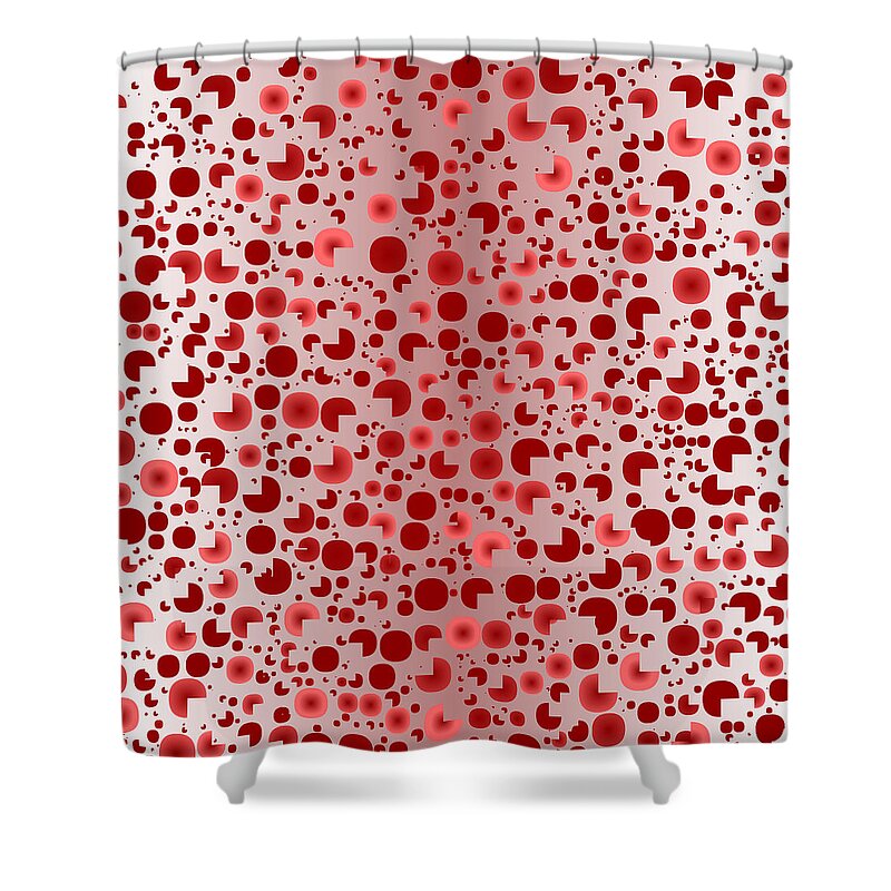 Rithmart Abstract Red Organic Random Computer Digital Shapes Abstract Predominantly Red Shower Curtain featuring the digital art Red.843 by Gareth Lewis