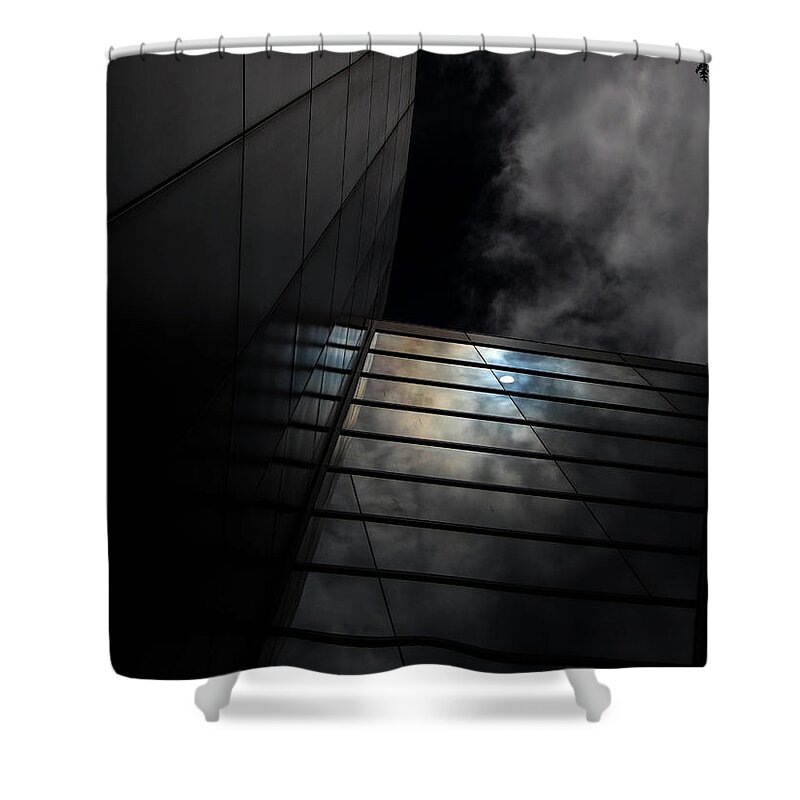 Ominous Shower Curtain featuring the digital art Reflected Clouds by Kathleen Illes