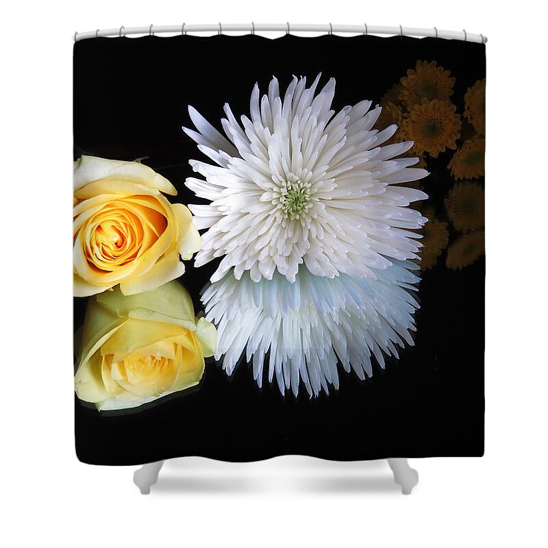 Flowers Shower Curtain featuring the digital art reflected Flowers by Kathleen Illes