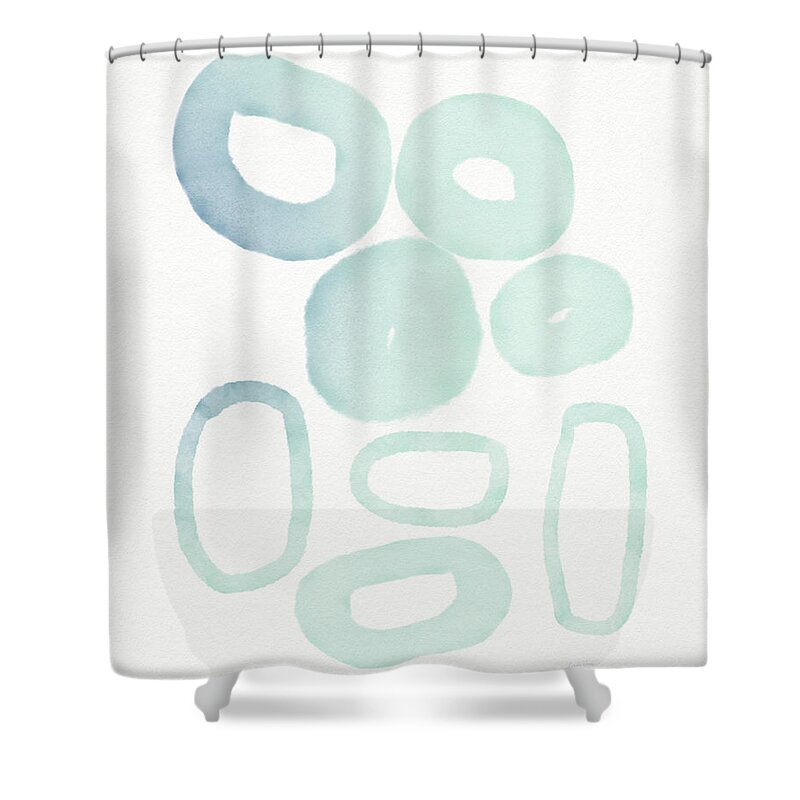 Circles Shower Curtain featuring the mixed media Reflecting Pools- Art by Linda Woods by Linda Woods