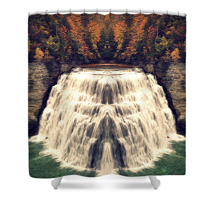 Fantasy Landscape Shower Curtain featuring the photograph Reflection of Spring Falls by Phil Perkins