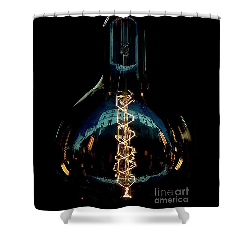 Light Bulb Shower Curtain featuring the photograph Reflections and Energy by Lilliana Mendez