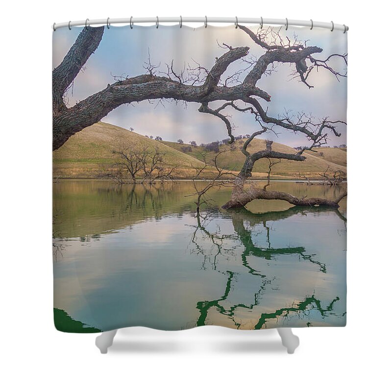 Landscape Shower Curtain featuring the photograph Reflections at Los Vaqueros by Marc Crumpler