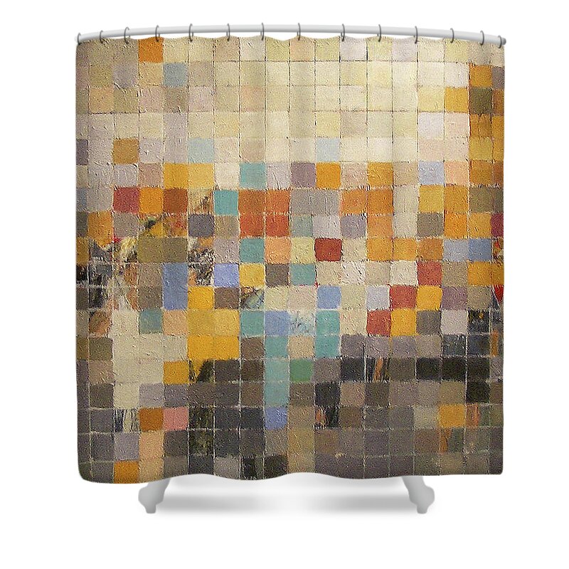 Abstract Shower Curtain featuring the painting Reflections Grid by Stan Chraminski