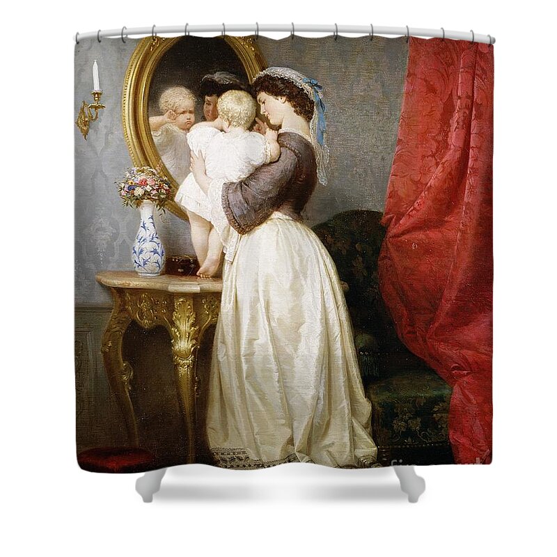 Reflections Shower Curtain featuring the painting Reflections of Maternal Love by Robert Julius Beyschlag