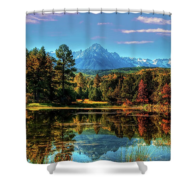 Dallas Divide Shower Curtain featuring the photograph Reflections of Mt Sneffels by Ken Smith