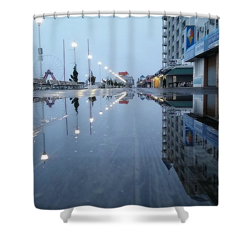 Ocean City Maryland Shower Curtain featuring the photograph Reflections Of The Boardwalk by Robert Banach