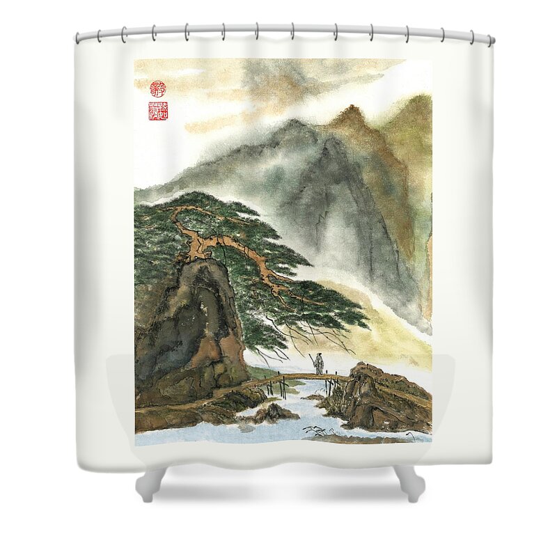 Landscape Shower Curtain featuring the painting Reflections by Terri Harris