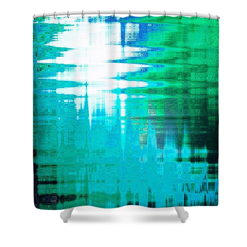 Beach Shower Curtain featuring the mixed media Reflections Tropical Dream by Sharon Williams Eng